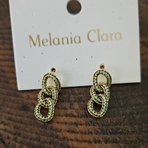 Melania Clara Gold and Green Chain Earrings